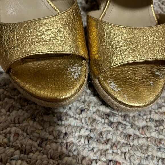Botkier Gold Julian Leather Espadrille Wedge Sandals- Size 10 - Picture 6 of 11